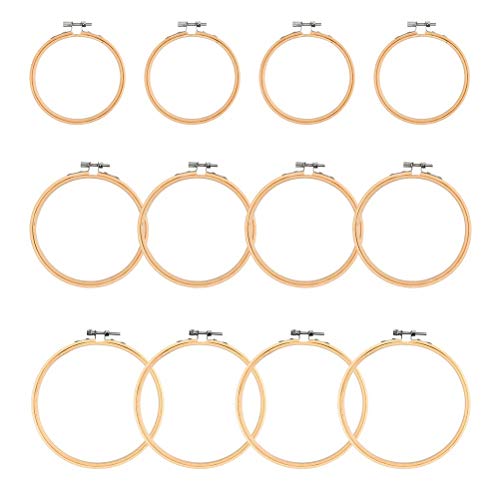 WOWOSS 12 Pieces 3 Size Embroidery Hoops Wooden Round Adjustable Bamboo Circle Cross Stitch Hoop Rings for Embroidery and Cross Stitch Art Craft Handy Sewing - 4", 5", 6" - Thumbnail 7