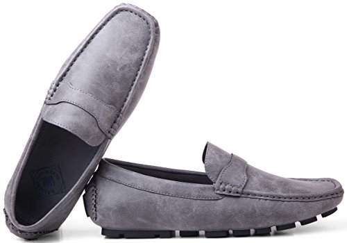 Gallery Seven Driving Shoes for Men - Casual Moccasin Loafers - Charcoal - US-13D(M)|UK-12.5|EU-46