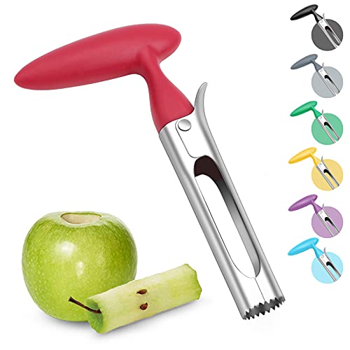 Asdirne Apple Corer, Apple Corer Remover with ABS Handle,Serrated Stainless Steel Blade Plastic Handle, Red