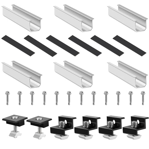 nutmanel Solar Panel Bracket, Solar Panel Mounting Kit, 30-35mm Adjustable Solar Panel Mounting Kit, Solar Photovoltaic for 2 Panels, with Nuts and Screws, Balcony Central Bracket