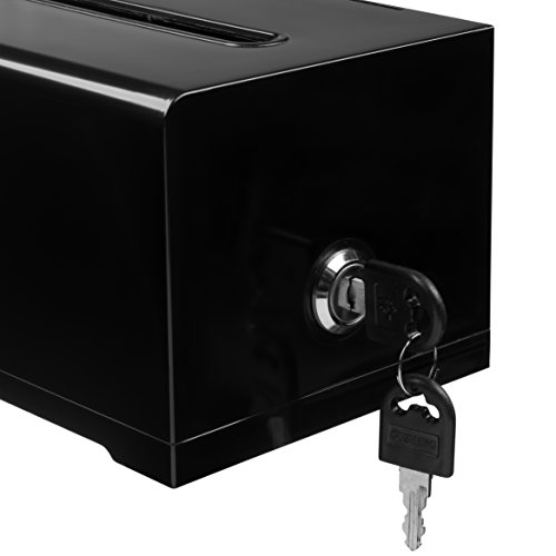 AdirOffice Acrylic Donation & Ballot Box With Lock (6.25" x 4.5" x 4") - Black