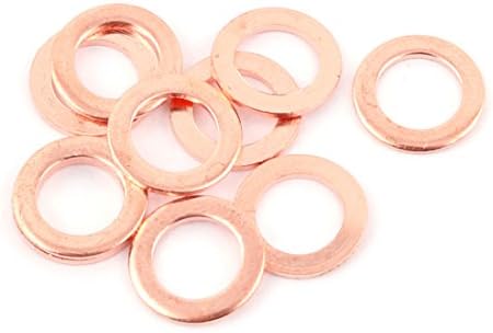 uxcell 10pcs 8mm x 12mm x 1mm Flat Ring Copper Crush Washer Sealing Gasket Fastener