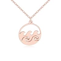 NOUMANDA Sea Wave Round Copper Pendant Necklace Fashion Ocean Waves Elements Pendants (Rose Gold)