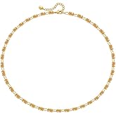 Eksesriy 18K Gold Plated Necklace for Women Beads Link Choker Dainty Chain Necklaces