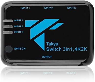 Takya 3 port HDMI Switch Intelligent Auto Switch Box with IR Wireless Remote | Support 4K x 2K / 3D Full HD1080p 3x1 HDMI 1.4 Powered Switcher Box