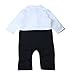 FEESHOW Baby Boy's 2Pcs Gentleman Wedding Formal Tuxedo Suit Romer Outfit Set Size 12-18 Months,Black White