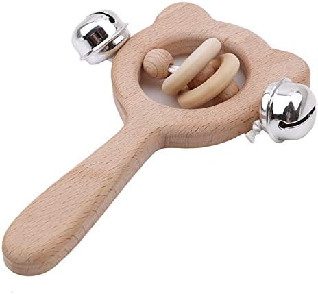 Baby Toys Beech Wood Bear Hand Teething Wooden Ring Can Chew Beads Baby Rattles Play Gym Montessori Stroller Toys Yichener