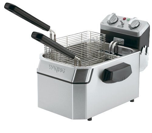 Click Here to See More Images Waring Commercial WDF1550 240-volt Heavy-Duty Single Electric Deep Fryer, 15-Pound