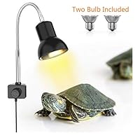 DADYPET 25W Reptile Heat Lamp, Clamp Lamp for Aquarium with Holder UVA UVB Basking Lamp with 360°Rotatable Clip & Power Adapter for Lizard Turtle Snake Aquarium(Lamp Bulb Include)