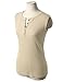 Doublju Womens Henley Button Sleeveless T-shirt