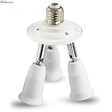 Elinkume E26 E27 3 Socket Adapter E27 LED Light Bulb Converts 1 Socket into 3 - Use for Standard Socket E27 LED Bulbs Universal Head 360 Degrees Adjustable , 180 Degree Bending