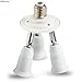 Elinkume E26 E27 3 Socket Adapter E27 LED Light Bulb Converts 1 Socket into 3 - Use for Standard Socket E27 LED Bulbs Universal Head 360 Degrees Adjustable , 180 Degree Bending