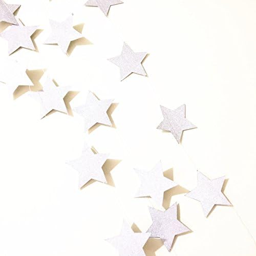 Silver Twinkle Star Hanging Decoration String Paper Garland, Hanging Decoration Wedding Birthday Party Baby Shower Background Decorative