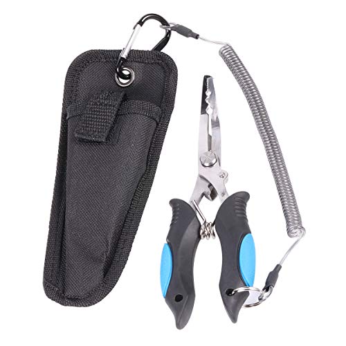 BB Hapeayou Angelzange Edelstahl Fischhaken Entferner mit Hülle und Lanyard für Süß- und Salzwasser 16,5 cm Länge