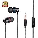 Earbuds Headphones Stereo In-ear Earphones with Microphone Mic Wired earbuds Waterproof Earphone for iPhone Samsung MP3 Players Nokia,HTC,and More Android Smartphones(Without Volume Control) Black
