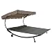Abba Patio Outdoor Portable Double Chaise Lounge Hammock Bed with Sun Shade and Wheels