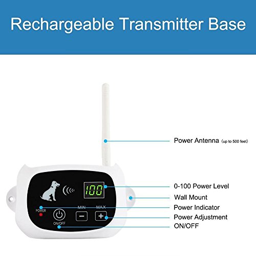 WXLAA Wireless Rechargeable 1 Dog Fence No-Wire Pet Containment System Waterproof