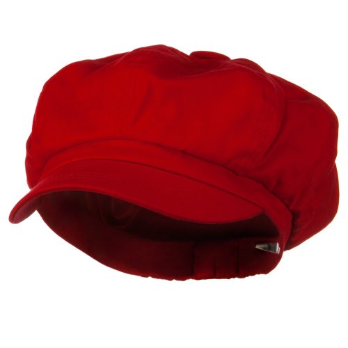 Big Size Cotton Newsboy Hat - Red (For Big Head)