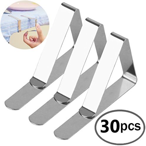 Fanuk Tablecloth Clips 30 Pack Stainless Steel Outdoor Picnic Table Cloth Holder Clamps (Silver) By