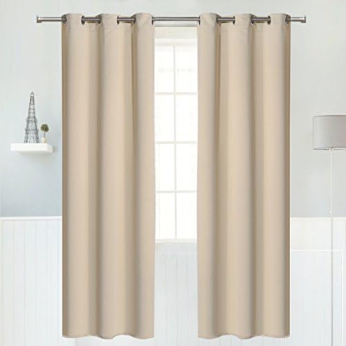 Toodou Blackout Curtains, Energy Saving Curtains, Thermal Insulated Curtains For Bedroom, Beige, 2 Panels, 42"x84"