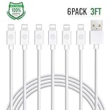 Atill iPhone Charger 6Pack 3FT USB Lightning Cable Charging Cord Compatible with&nbsp;iPhone XR XS XSMax X 8 8 Plus 7 7 Plus 6 6s Plus SE 5 5s 5c iPad iPod (White)