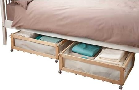 Fabric Wood Underbed Storage Drawers On Castors Set Of 2
