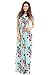 Women's Floral Print Round Neck Cap Sleeve Maxi Casual Dress Large Green