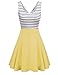 MISSKY Women's Open Back Sleeveless Sexy Hollow out Slim Fit Black White Stripe Casual Cocktail Cute Mini Swing Dress (M, Yellow)