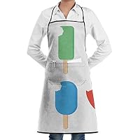 Vicrunning Bitten Ice Cream Aprons Bib for Mens Womens Baking String Adjustable Adult Kitchen Waiter Aprons with Pockets