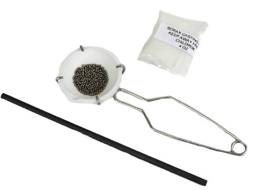 500g Ceramic Crucible Torch Melting Gold Silver Kit Set Borax Tongs Stir Rod 15A