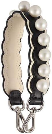 ACTLURE Cowhide Leather With White Macro Pearls Mini Short Shoulder Purse Strap