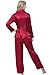 Alexander Del Rossa Womens Satin Pajamas, Long Button-Down Pj Set and Mask, Large Burgundy with Black Piping (A0750BGPLG)