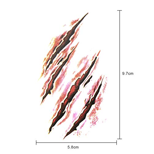 HAKACC Temporäre Tattoos, 30 Blatt Halloween Narben Tattoo Zombie Tattoo Aufkleber für Halloween Kostüm Makeup und Cosplay