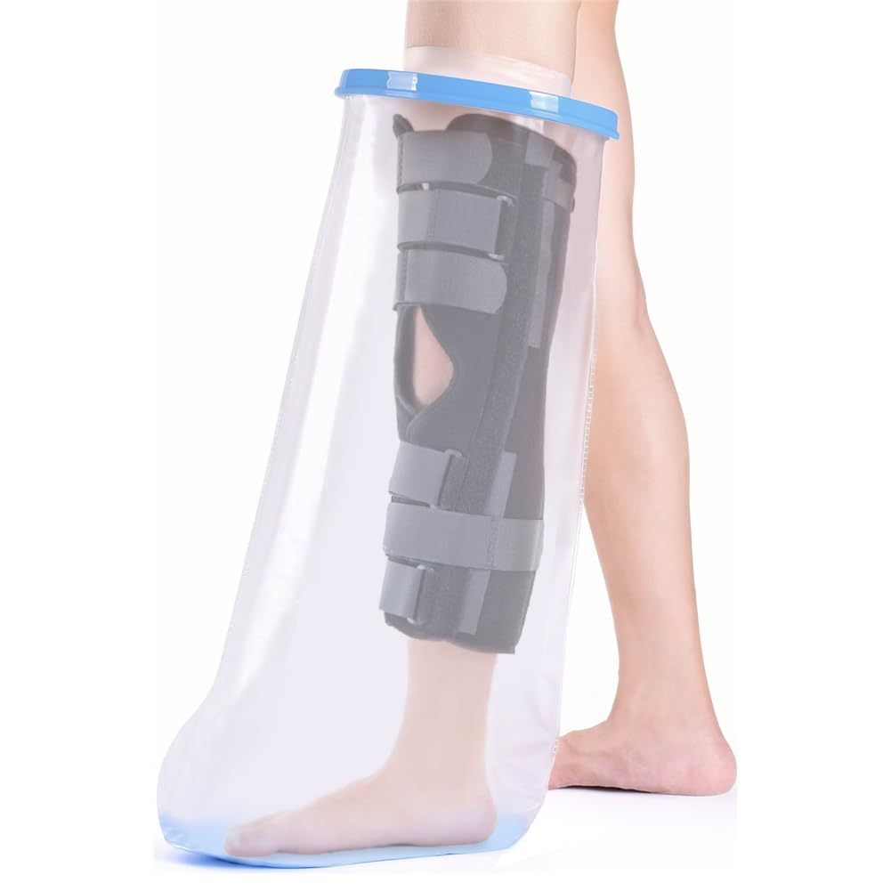 Fasola Leg Cast Cover Shower, Non-Slip Leg Cast Protector for Broken Thigh, Knees, Foot, Reusable Cast Bag Keep Foot Dry