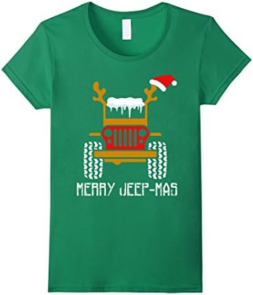 Womens Christmas Tshirt- Jeep ugly Christmas sweater t shirt Small Kelly Green