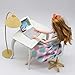 Aland Desk for Laptop Lamp Chair Furniture Accessories for Dollhouse Kids Girl Toy Random Color