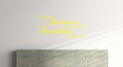 If you Believe in yourself, Bedroom, Lounge, Kitchen Wall Vinyl Sticker (57cm x 27cm) (Yellow)