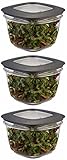 Rubbermaid Premier Food Storage Container, 7 Cup, Grey (3 Pack)