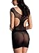 Amoretu Sexy Lingerie Mesh Mini Chemise Minidress Strappy Babydoll Black