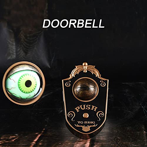 DriSubt Halloween Decoration, Animated Eyeball Doorbell Halloween Props Animated with Spooky Sounds, Haunted Doorbell Halloween Party Prop Decoration(Black)