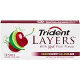 Trident Layers Sweet Cherry and Island Lime, 14 Piece Packages (Pack of 12)