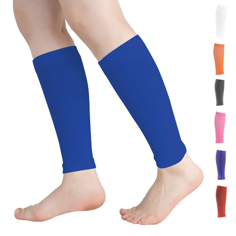 Novetec Calf Compression Sleeves for Men & Women (20-30mmhg) - Leg Compression Sleeve for Running, Cycling, Shin Splints Support, Relieve Legs Pain, Travel (One Pair)(Blue,XL)