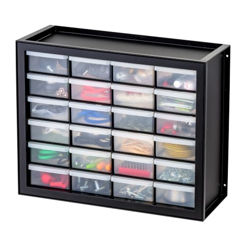 IRIS USA 24-Drawer Plastic Storage Cabinet, Teacher Toolbox, Garage, Black