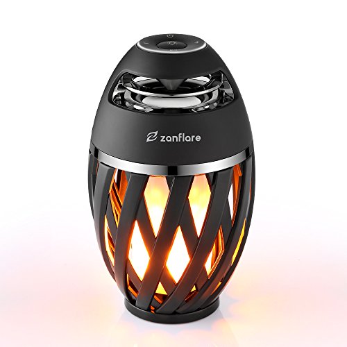 Zanflare Lampe Ambiance avec Effet de Flamme, Enceinte Bluetooth, USB Rechargeable, sans Fil, Etanche IP65 Lampe Design Moderne, Lampe de Chevet avec Haut-Parleur