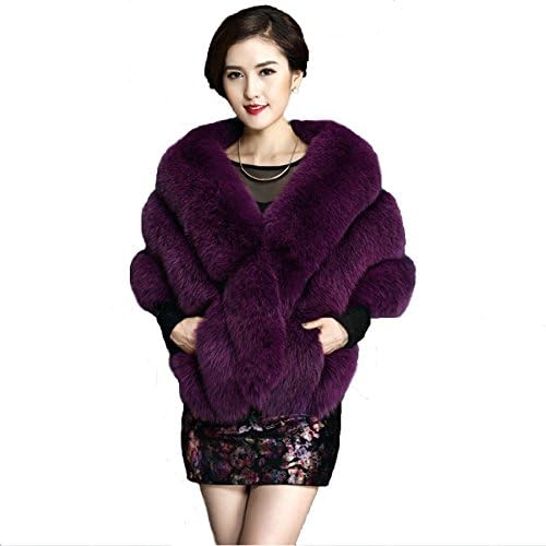 Faux Fur Wrap Cape Shawl for Women's Wedding Dresses and Ladies Party, Purple, One Size