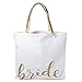 Tri-Coastal Design Bride Canvas Tote Bag: Large Reusable Cloth Fabric Shoulder Bags with Handles for Women - Reversible Purse Totes for Bridal Party