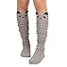 Long Socks,Haoricu Women Cute Cat Cartoon Socks Over Knee High Boots Long Socks For Girls (Gray)