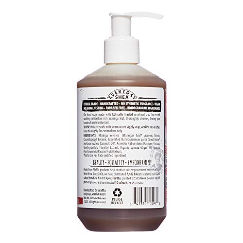 Alaffia - Everyday Shea Liquid Hand Soap, Helps Clean, Moisturize, and Refresh Hands with Shea Butter, Moringa Leaf, Argan and Coconut Oils, Fair Trade, Vanilla Passion, 12 Ounces