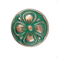 Bezelry 12 Pieces Green Cyan Antique Copper Clover Metal Shank Buttons. (15mm)