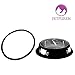 Petfuren Cat Bowls Set Non-Skid Stainless Steel Cat Dish 8 Ounce with Black/Gray Color and Cute Cat Face for Pet Food & Water Bowl (Set of 2)